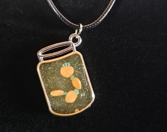 Carrot filled Jar Necklace, Delicate Chain Necklace, Mini Jar Pendant Necklace, Aesthetic Women Necklace, Gift for Her