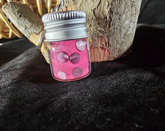 Pink Jar Keychain, Onion Filled Keychain, Aesthetic Cool Keychain, Unique Mini Keychain, Small Keychain