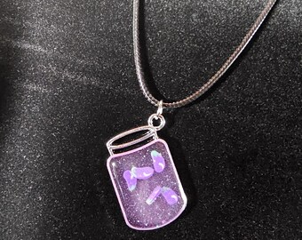 Vegetable Necklace, Eggplant Filled Mini Jar Necklace, Pendant Jar Necklace, Aesthetic Chain Necklace, Delicate Women Necklace