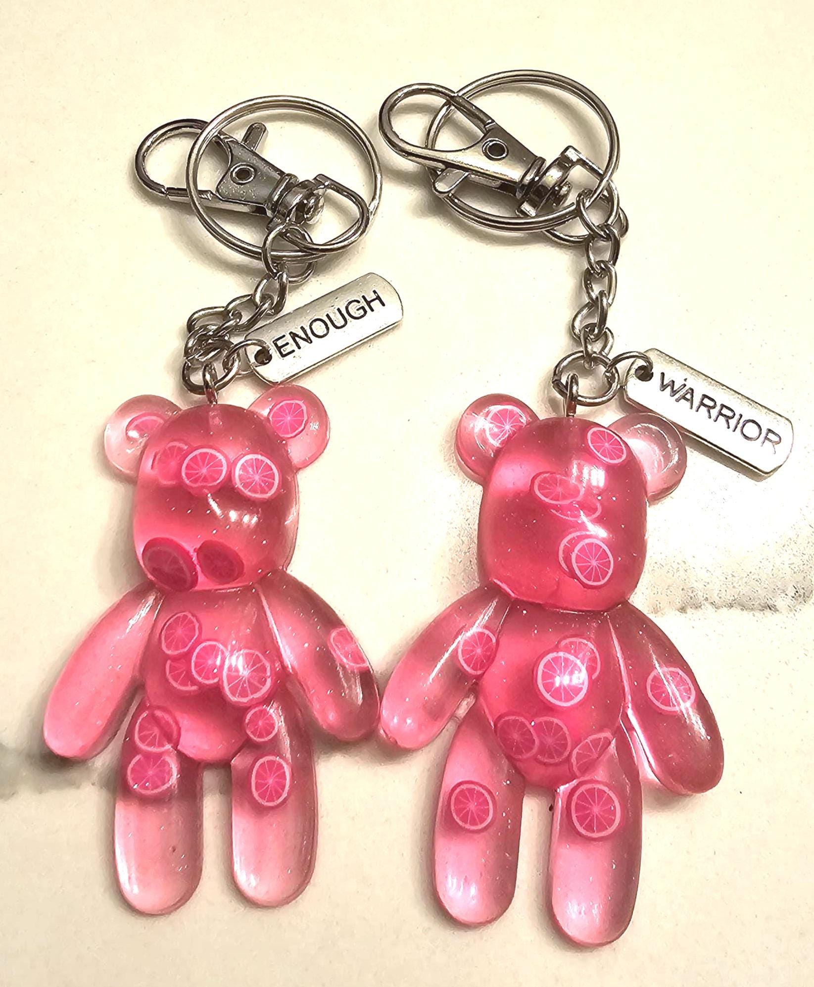 Pink Bear Keychain, Foodie, Handmade Eco-Friendly Keychain, Perfect for Keys and Bags, Elegant Keychain Accessory, Fruit Lover Gift