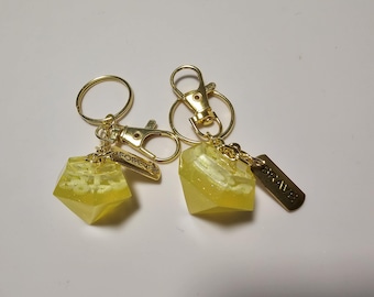 Pineapple Filled Diamond Keychain, Glow in The Dark Sterling Silver Keychain, Inspiration Word Charm Keychain, Decorative Keychain