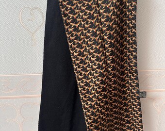 Vintage Chatsworth Silk Lambswool Double Layer Opera Scarf Black Tie Rack