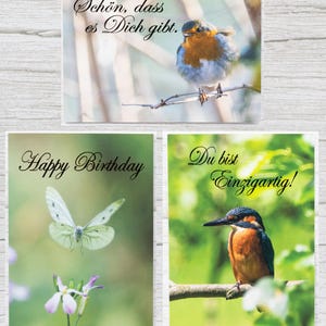 Lot de 3 cartes postales - beautés naturelles avec messages d'amour