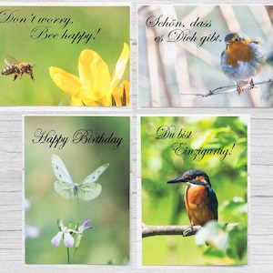 Lot de 4 cartes postales – beautés naturelles avec des messages d'amour