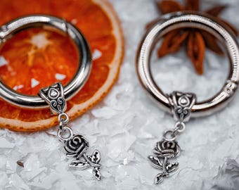 Rose Stem Boot Charms (Silver)