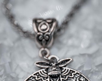 Moon Phases Moth Necklace