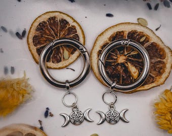 Small Triple Moon Goddess Boot Charms (Silver)
