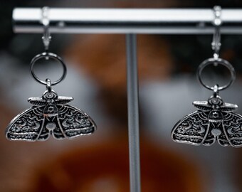Moon Phases Moth Earrings