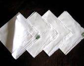 Vintage TABLECLOTH Replacement Napkins Linen White DRY CLEANED Set 4