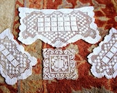 RUNNER Table Dresser SCARF Set Cotton Crocheted Net LACE Doily Chair Set 4