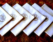 Vintage TABLECLOTH Replacement Napkins Linen Ecru Tan Madeira Embroidered Leaf Set 6