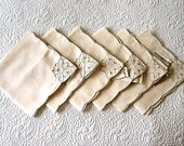 Vintage BUT UNUSED Tablecloth Replacement Napkins Set 6 Embroidered Cut FlowersNEW