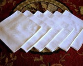 DAMASK Napkins for Tablecloth Replacement Set Vintage Linen 6 Deco Roses