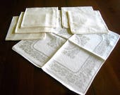 DAMASK Napkins for Tablecloth Replacement Set Vintage 6 Creamy Curls