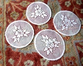Doily Coaster Rounds Off White Lace Dresser Runner ROUND Scarf Coasters Set 3 doilies