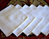 DAMASK Napkins for Tablecloth Replacement Set Vintage Linen 6 Deco Roses