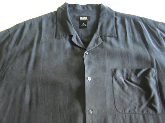 Top BASS SILK Shirt Men Dark Charcoal Gray A++ - image 2