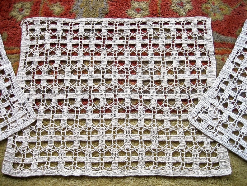 Doily Dresser Set 3 Runner LOT Crocheted Ecru Cotton Lace Etsy