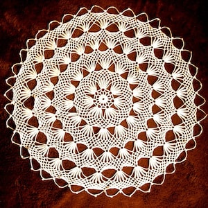 DOILY Runner Scarf Set CROCHETED LACE Cotton Crochet Delicate Ecru Web