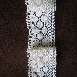 Vintage Fabric Cloth Sewing Yardage Antique Lace Wide Trim Dot Cotton Crocheted Crochet image 4