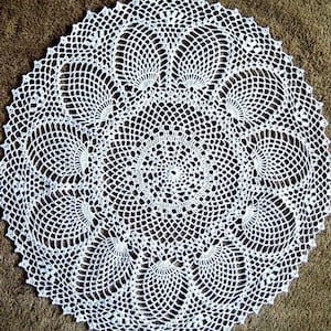 Doily Hand CROCHETED Lace Dresser Runner Dresser Scarf Topper Cotton Tablecloth WHITE HUGE