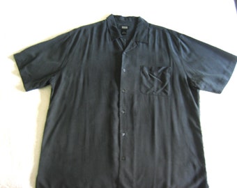 Top BASS SILK Shirt Men Dark Charcoal Gray A++