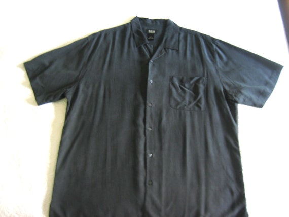 Top BASS SILK Shirt Men Dark Charcoal Gray A++ - image 1