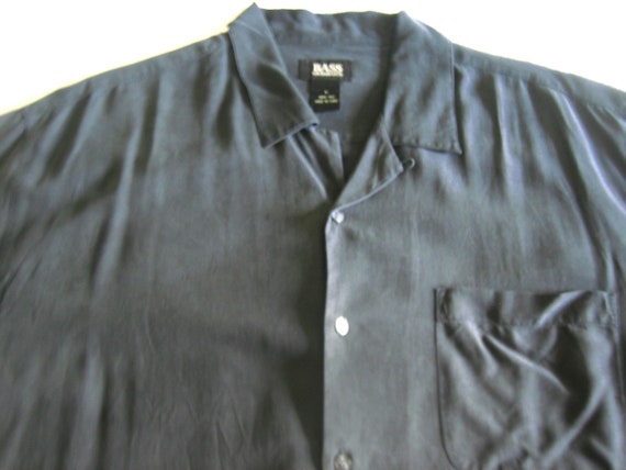 Top BASS SILK Shirt Men Dark Charcoal Gray A++ - image 4