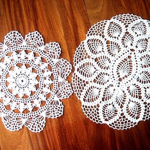 Doily HAND CROCHETED Lace Dresser Runner Dresser Scarf Topper Cotton Tablecloth WHITE Oval and Star