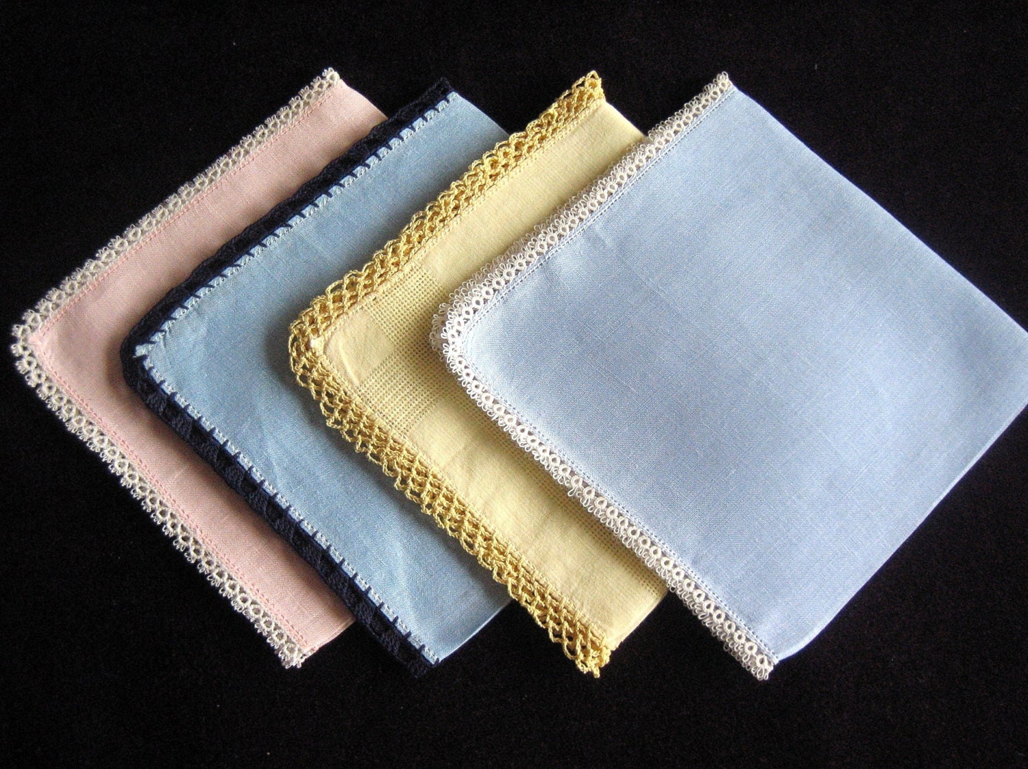 Hankie Set Handkerchief Linen Vintage Lot Piece Colorful Etsy