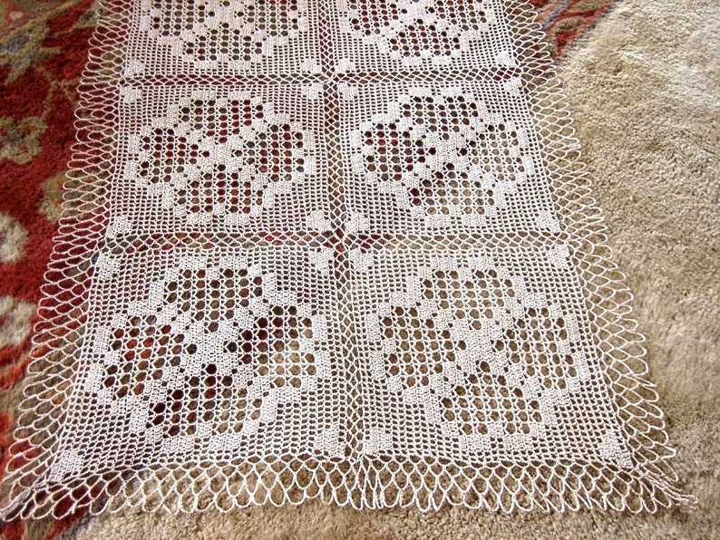 RUNNER Table Dresser Scarf Crocheted Lace Cotton Crochet Etsy