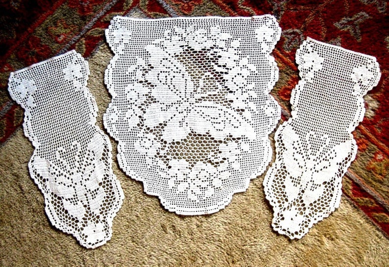 Doily HAND CROCHETED Lace Dresser Runner Dresser Scarf Cotton Etsy