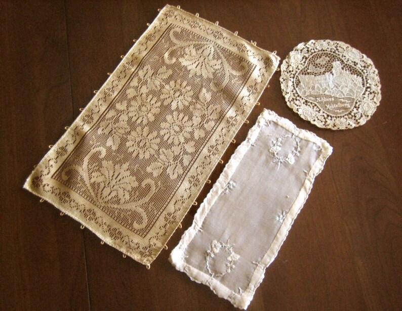 Doily Set Net Needle Lace Dresser Runner Bureau Scarf Cotton Etsy