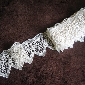 Vintage Fabric Cloth Sewing Yardage Antique Lace Wide Trim Dot Cotton Crocheted Crochet image 3