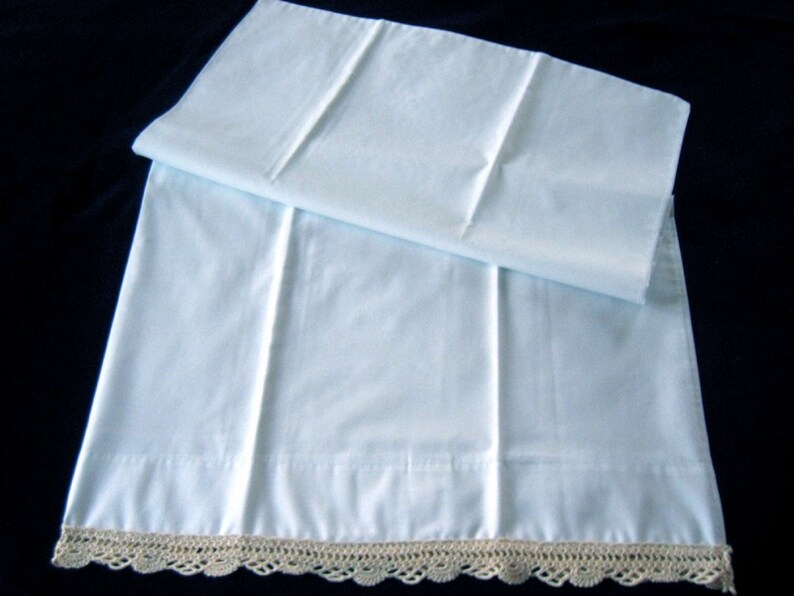 Pillow Case Vintage Antique Crochet Lace Trim Percale Single Etsy