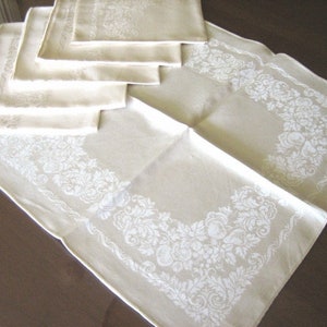 DAMASK Napkins for Tablecloth Replacement Set Vintage 6 Fruit Cherries Pears A++