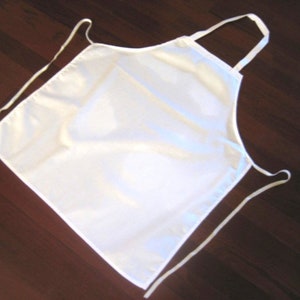 UNUSED Dress APRON Vintage Kitchen Pinafore Bib Skirt Cover Cotton WHITE Painters Smock