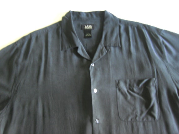 Top BASS SILK Shirt Men Dark Charcoal Gray A++ - image 5
