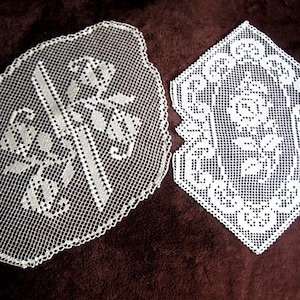 Vintage Runner Tablecloth Doily Crochet Needle Lace Net Tied Tuscany Art Deco 2