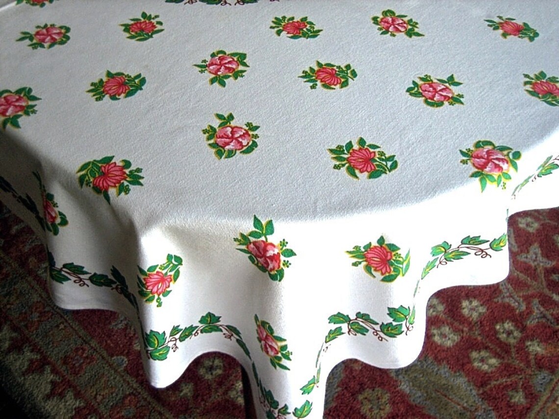 RETRO Vintage Print TABLECLOTH Cotton Sailcloth Dancing Etsy