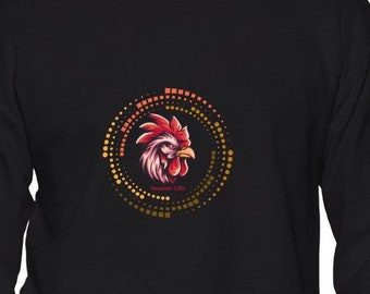 Funny Rooster Sweatshirt: Embroidered Farm Life Crewneck