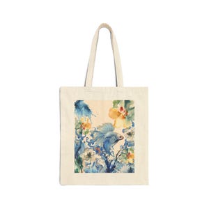 Tote Bag, Eco-Friendly Shopping Bag, Watercolor Design, Cotton Canvas Bag, Art Lover Gift, Beach Bag, Stylish Everyday Tote