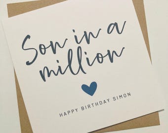 Son in a Million Birthday Card, Personalised Son Birthday Card, Special Son Birthday Gift, Card From Mum And Dad, Card for Grown Up Son