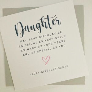 Personalised Daughter Birthday Card, Special Daughter Birthday Card, Wonderful Daughter, Teenage Grown Up Daughter Birthday Card