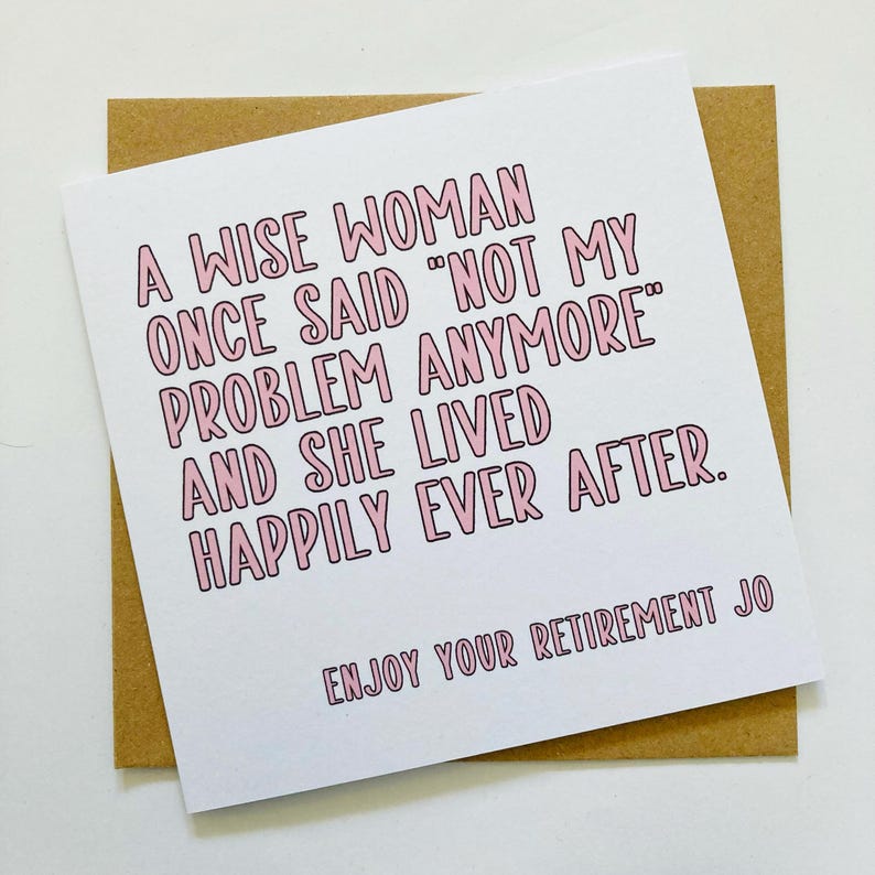 Funny Retirement Card For Women, A Wise Woman Retired Congratulations Card, Personalised Retirement Card, Colleague Leaving Work Card