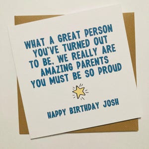 Funny Son Birthday Card from Mum and Dad, We Must Be Amazing Parents Card, Personalised Card for Son for 16th, 18th, 21st, 30th Birthday