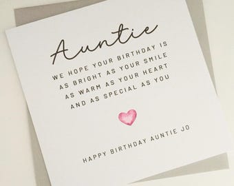 Auntie Poem Birthday Card, Special Auntie Birthday Card with Verse, Personalised Birthday Card For Auntie, Aunty or Aunt