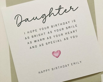 Personalised Daughter Birthday Card, Special Daughter Birthday Card, Wonderful Daughter, Teenage Grown Up Daughter Birthday Card