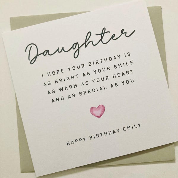 Personalised Daughter Birthday Card, Special Daughter Birthday Card, Wonderful Daughter, Teenage Grown Up Daughter Birthday Card