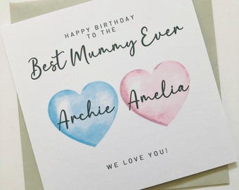 Personalised Mummy Birthday Card from up to 4 Children, To Our Daddy from Children Son Daughter, Card for Mummy from 2 Children